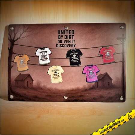 "Dirtbag Geocaching Society T-Shirt" Geocoin Display